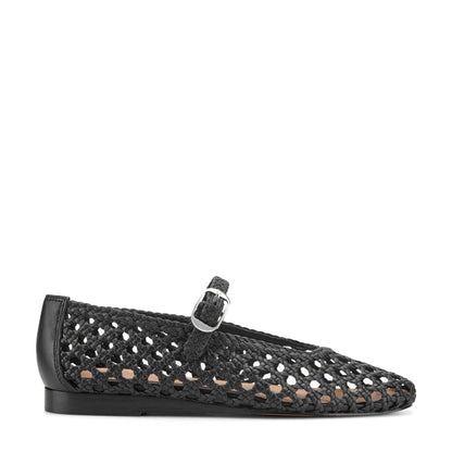 Marc Fisher Evonna Woven Leather Mary Jane Ballet Flat - Black Leather