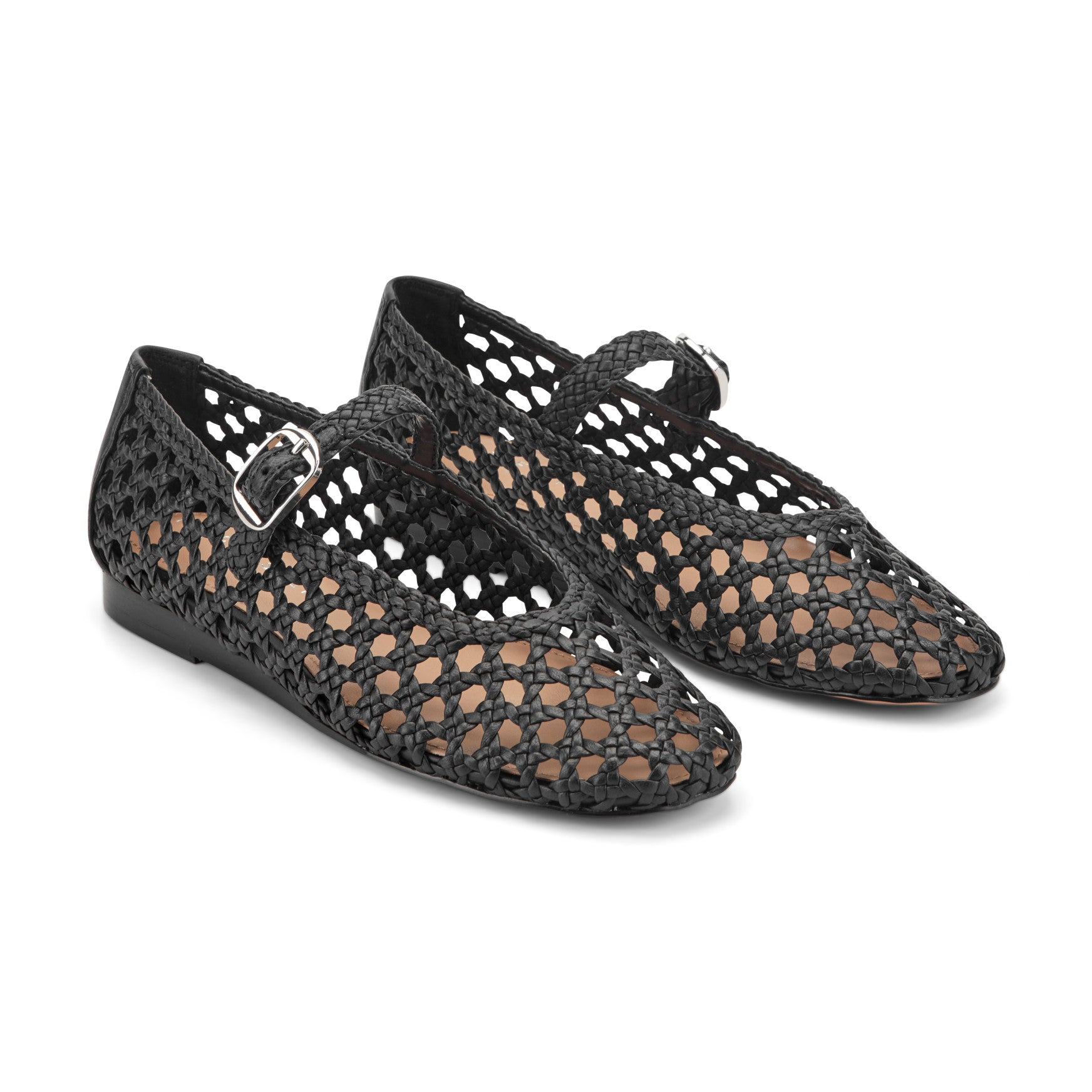 Marc Fisher Evonna Woven Leather Mary Jane Ballet Flat - Black Leather