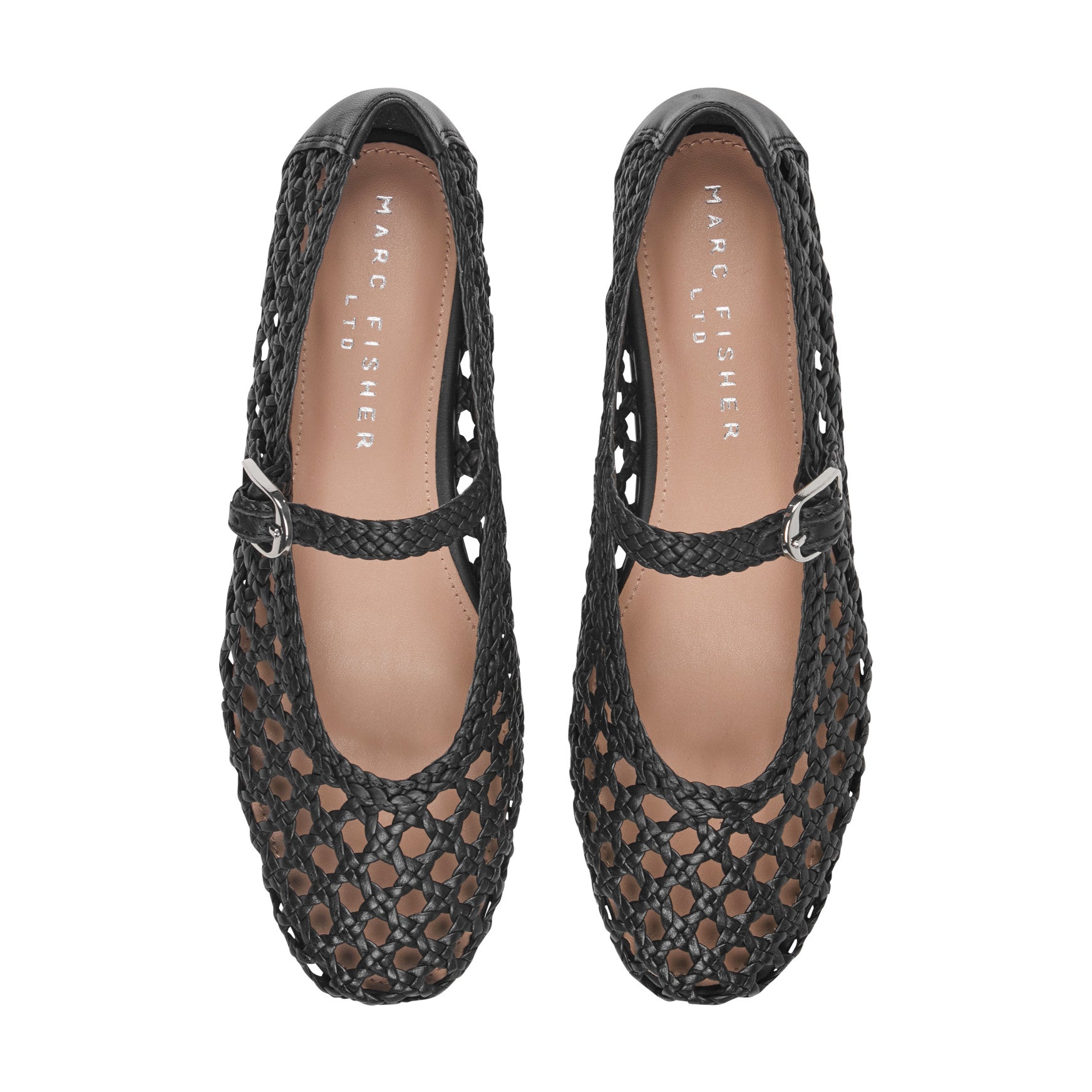 Marc Fisher Evonna Woven Leather Mary Jane Ballet Flat - Black Leather