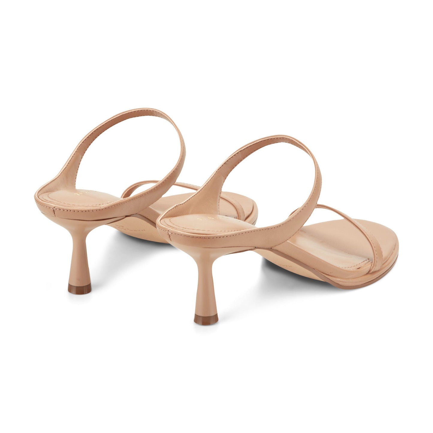 Marc Fisher Alonde Leather Heeled Slide Sandal - Medium Natural Leather