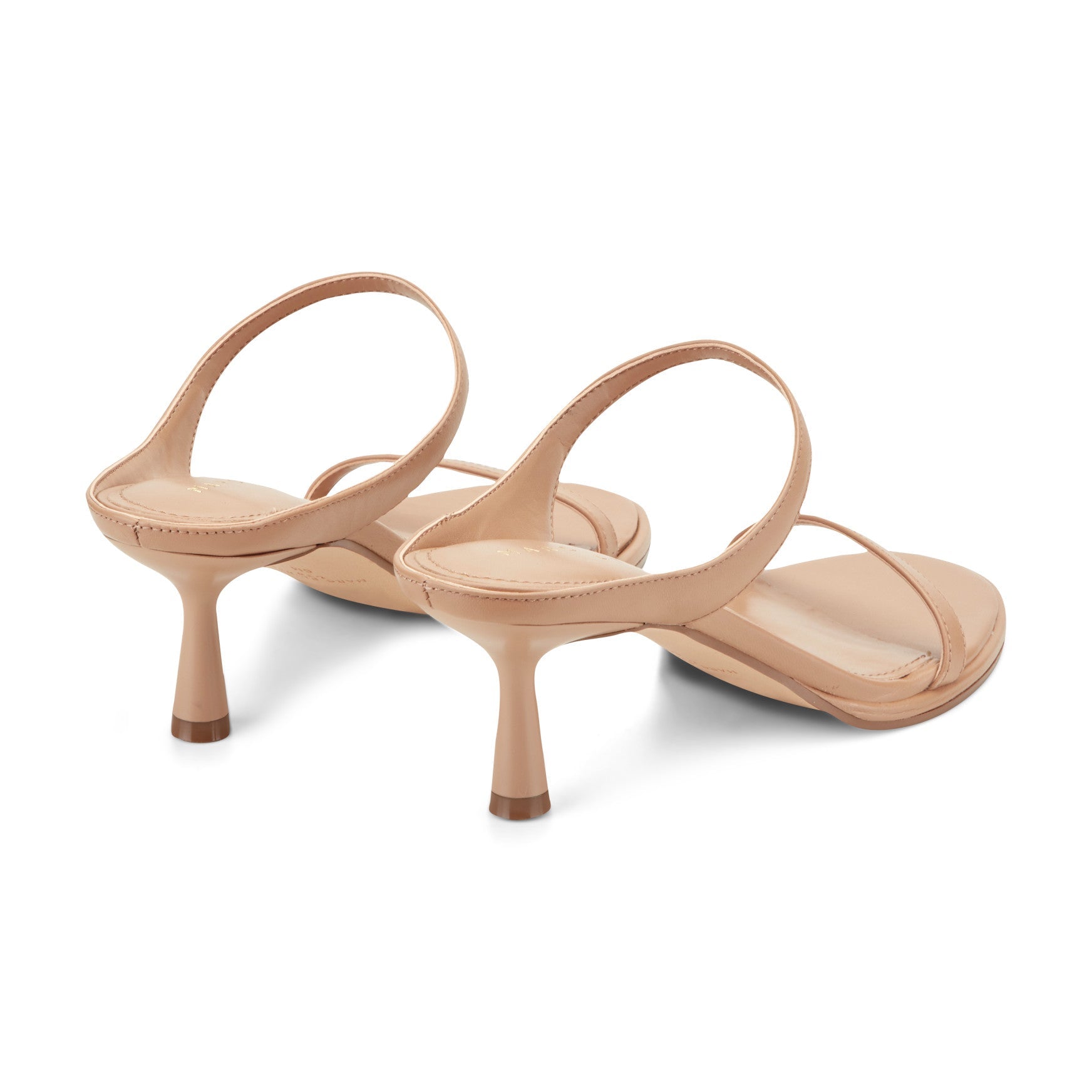 Marc Fisher Alonde Leather Heeled Slide Sandal - Medium Natural Leather