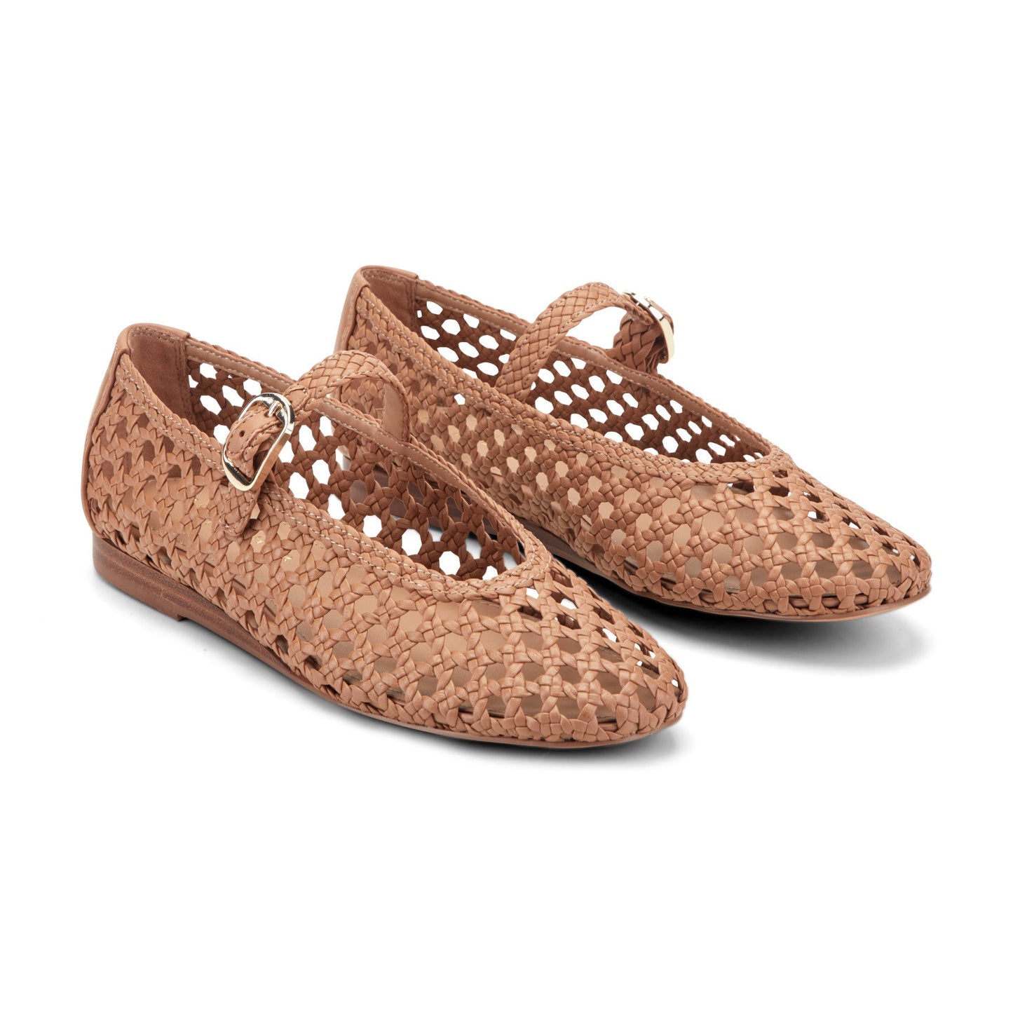 Marc Fisher Evonna Woven Leather Mary Jane Ballet Flat - Natural Leather