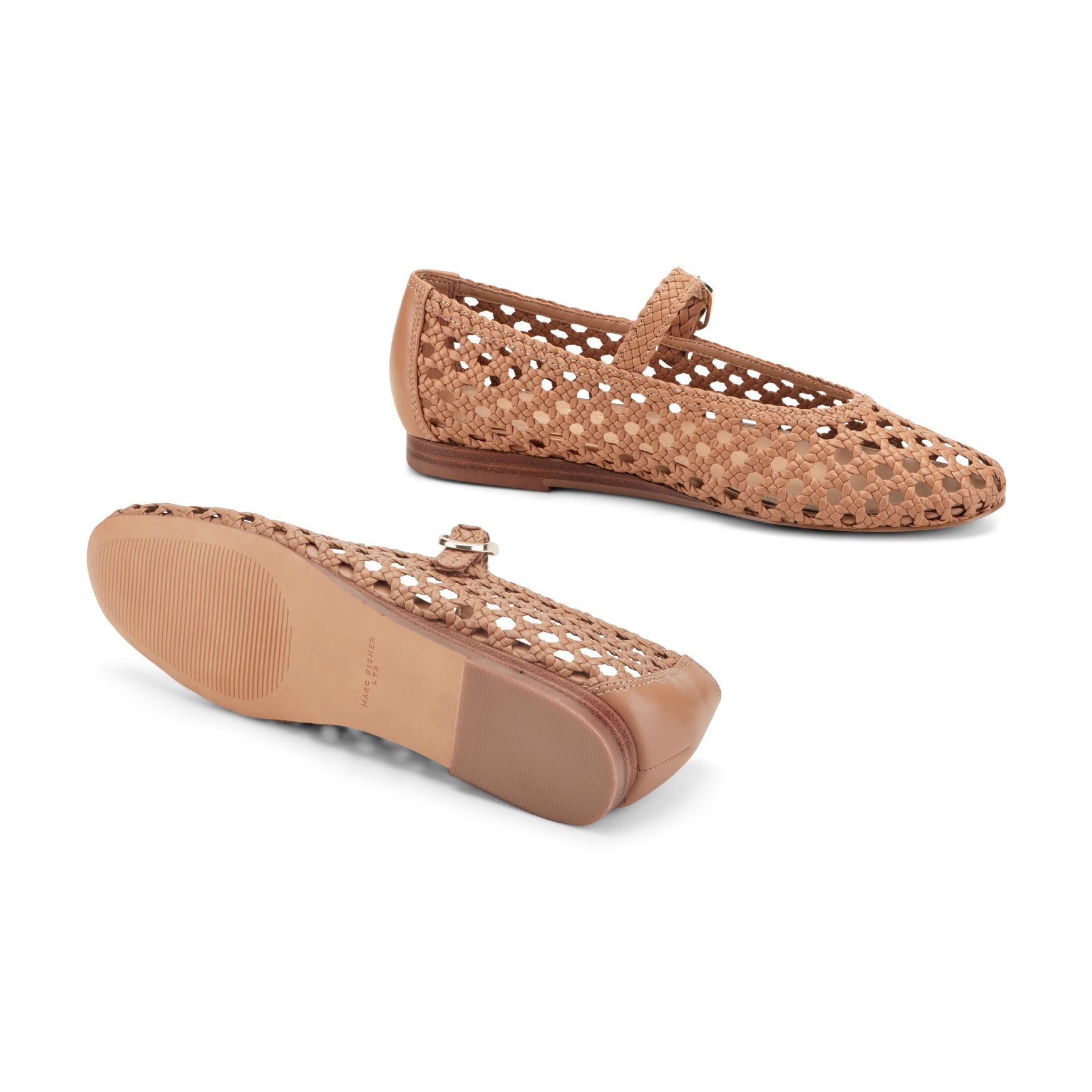 Marc Fisher Evonna Woven Leather Mary Jane Ballet Flat - Natural Leather