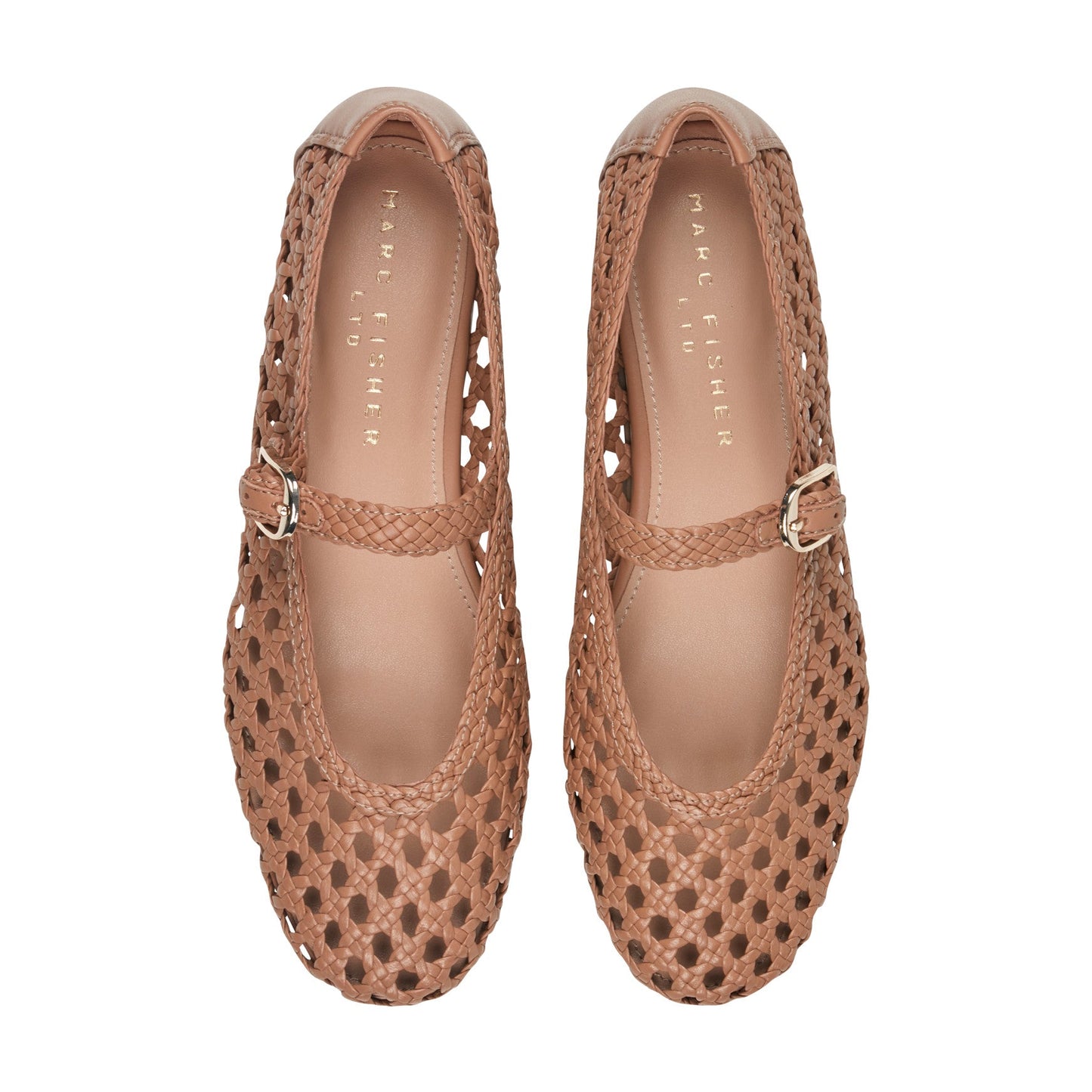 Marc Fisher Evonna Woven Leather Mary Jane Ballet Flat - Natural Leather