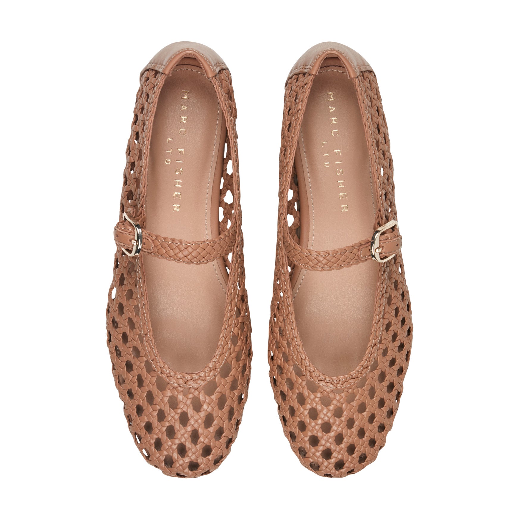 Marc Fisher Evonna Woven Leather Mary Jane Ballet Flat - Natural Leather