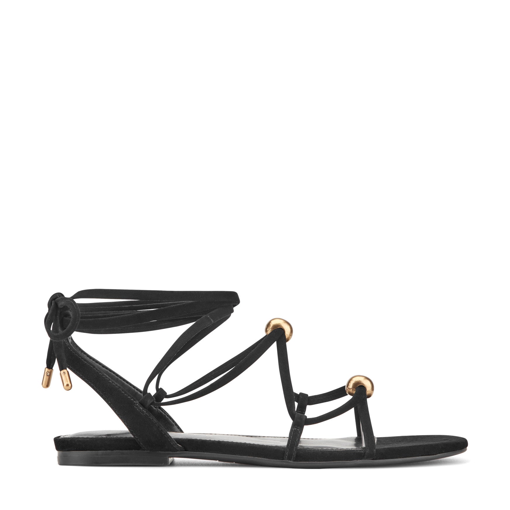 Marc Fisher Ellan Ankle Wrap Leather Sandal - Black Suede