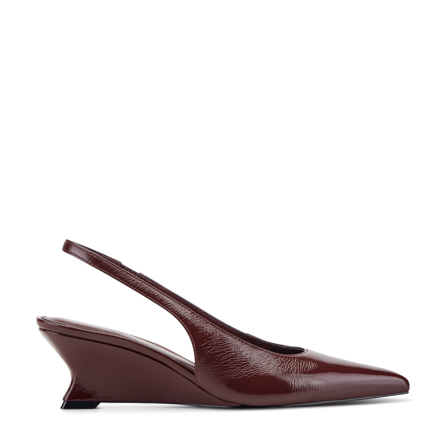 Marc Fisher Taten Leather Wedge Slingback Pump - Dark Red Patent Leather
