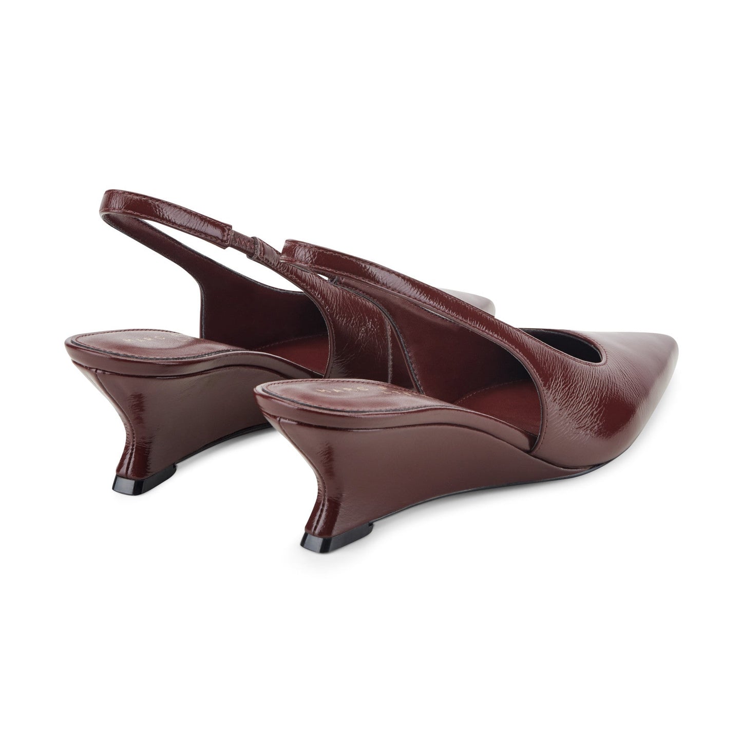 Marc Fisher Taten Leather Wedge Slingback Pump - Dark Red Patent Leather