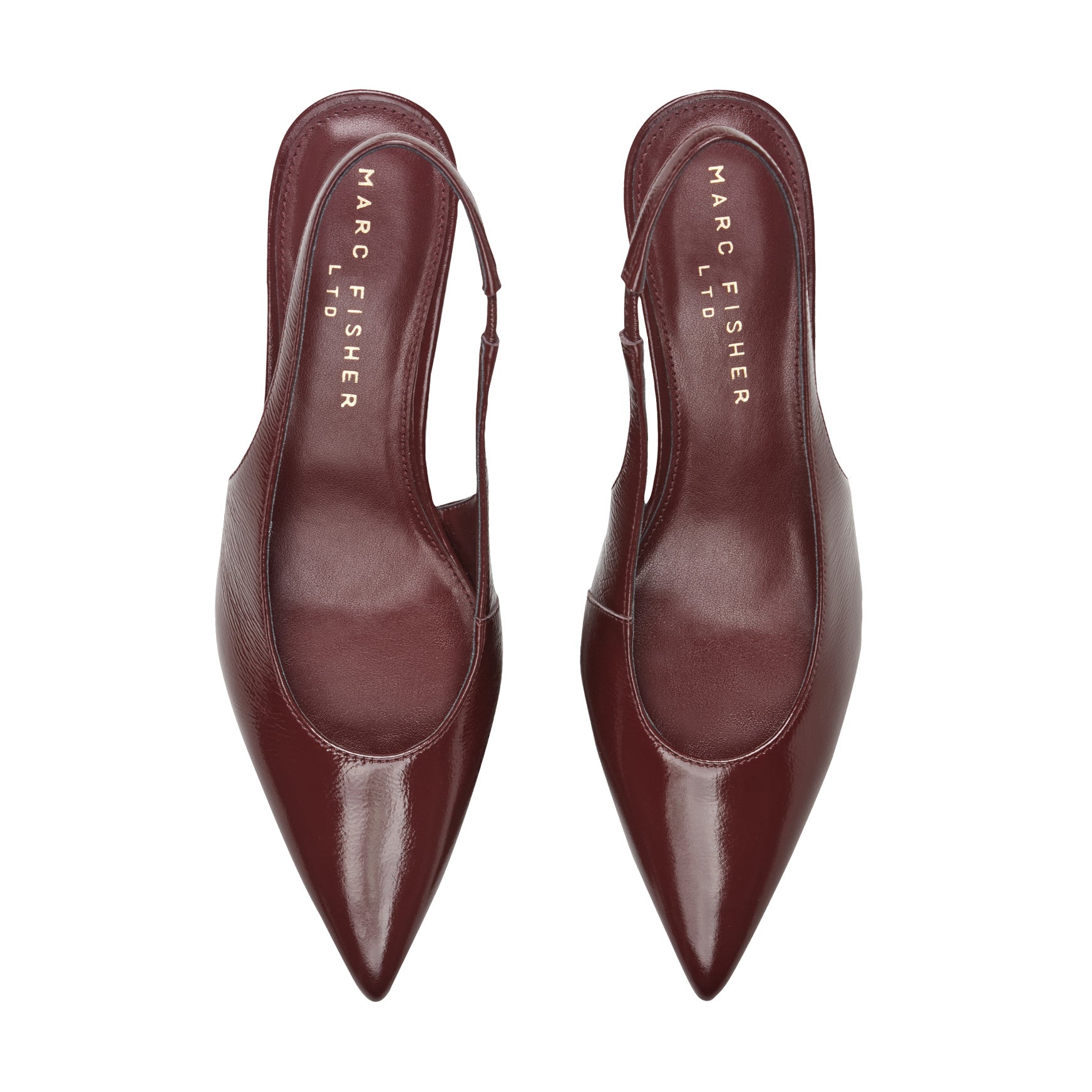 Marc Fisher Taten Leather Wedge Slingback Pump - Dark Red Patent Leather