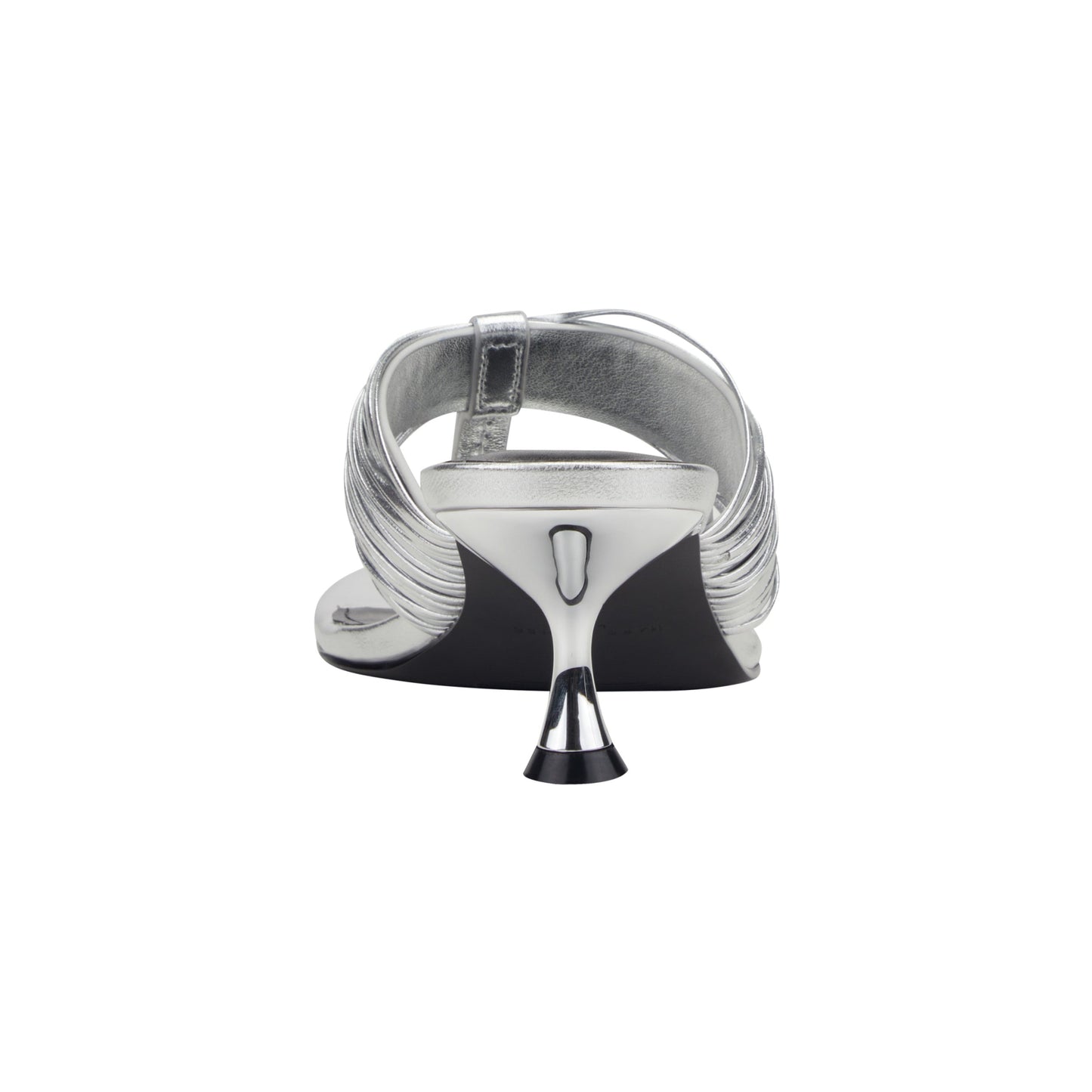 Marc Fisher Pamilla Leather Heeled Thong Sandal - Silver Leather