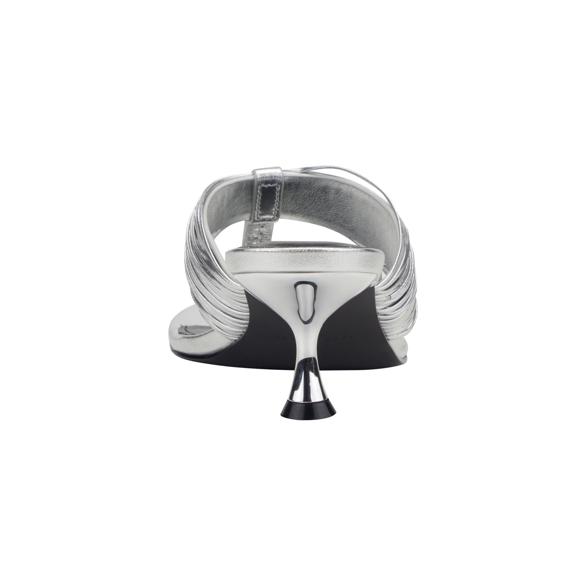 Marc Fisher Pamilla Leather Heeled Thong Sandal - Silver Leather