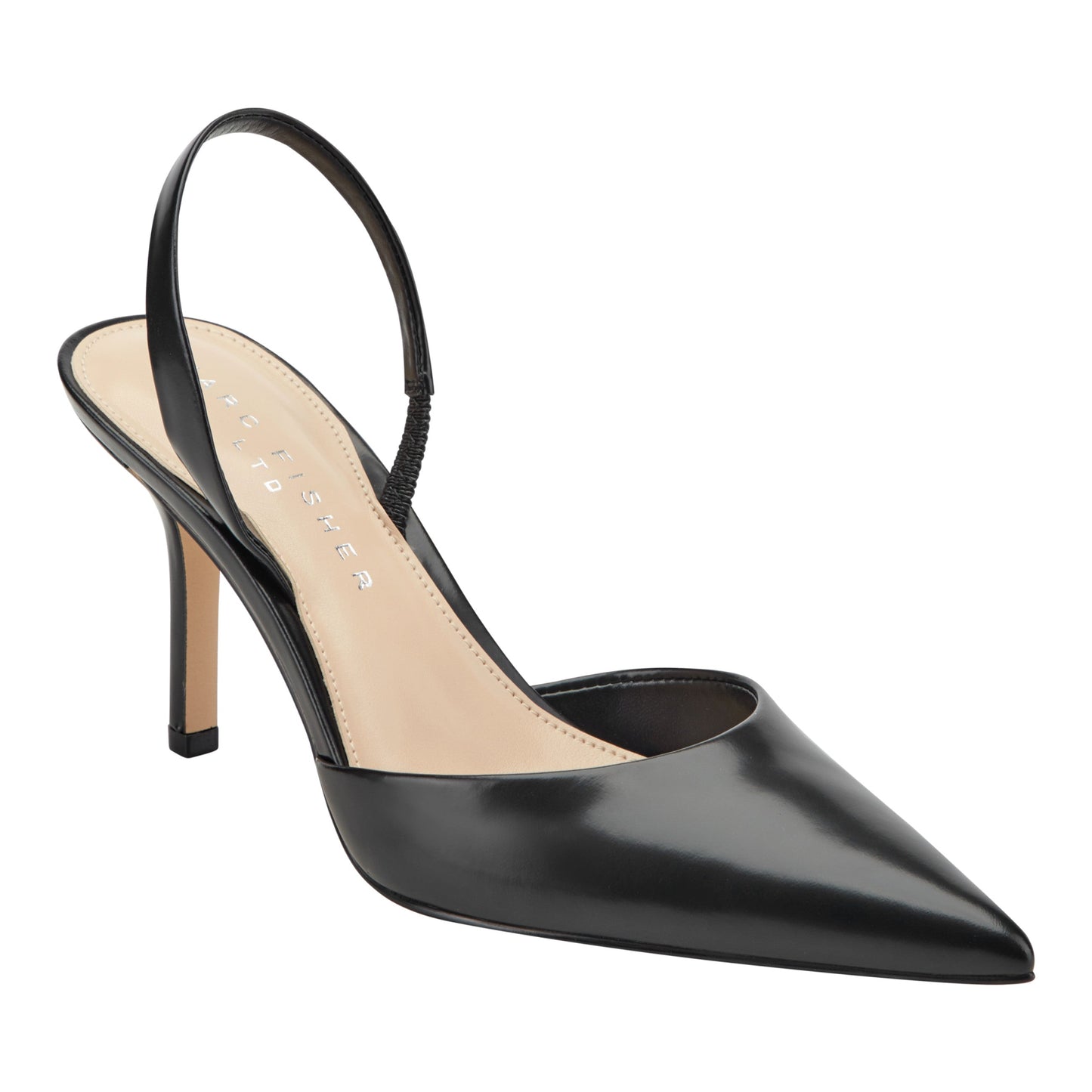Marc Fisher Noland Leather Slingback Pump - Black Leather