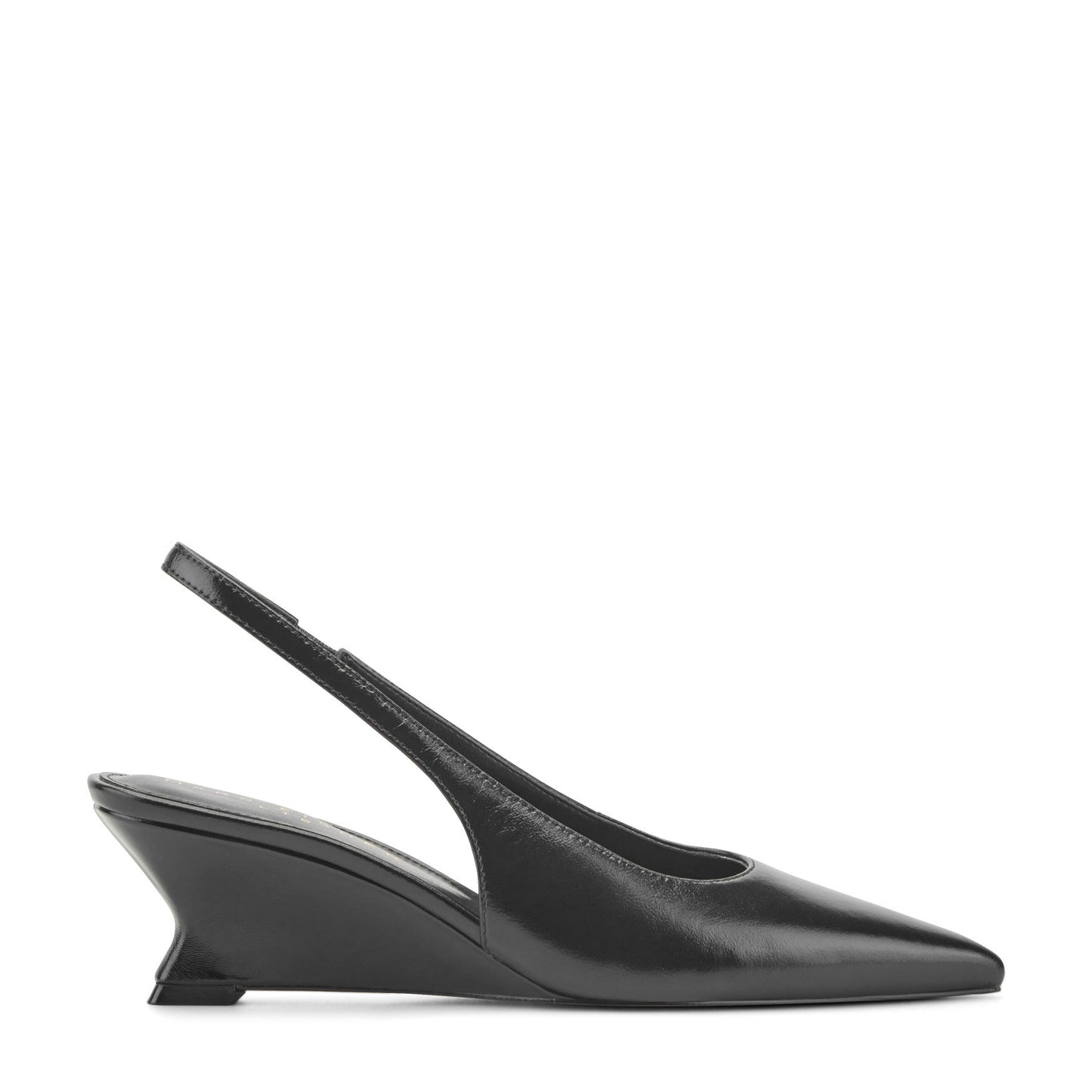 Marc Fisher Taten Leather Wedge Slingback Pump - Black Leather