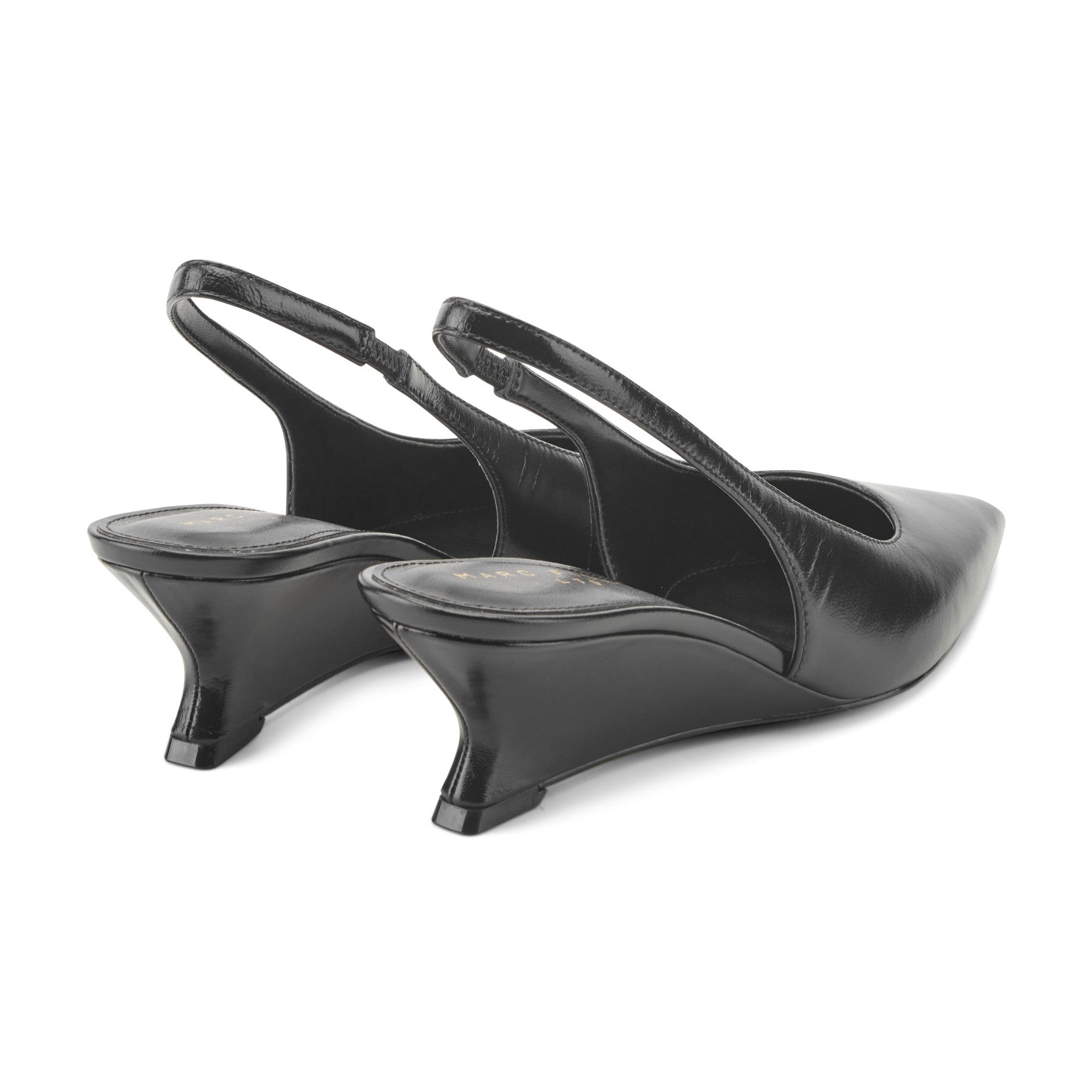 Marc Fisher Taten Leather Wedge Slingback Pump - Black Leather