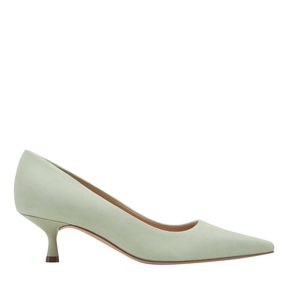 Marc Fisher Calynna Leather Kitten Heel Pump - Mint Suede