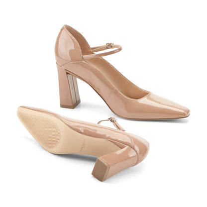 Marc Fisher Genevie Mary Jane Pump - Nude Patent Leather