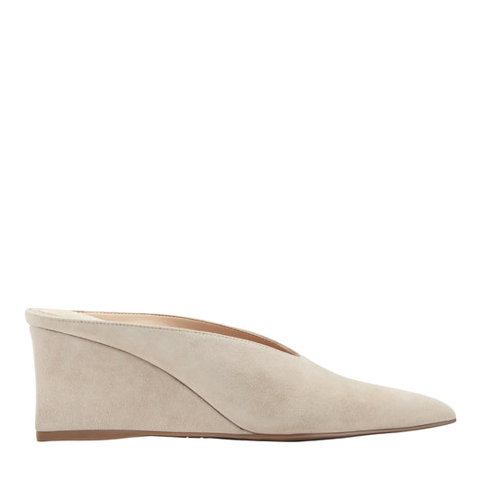 Marc Fisher Malley Leather Wedge Mule - Natural Suede