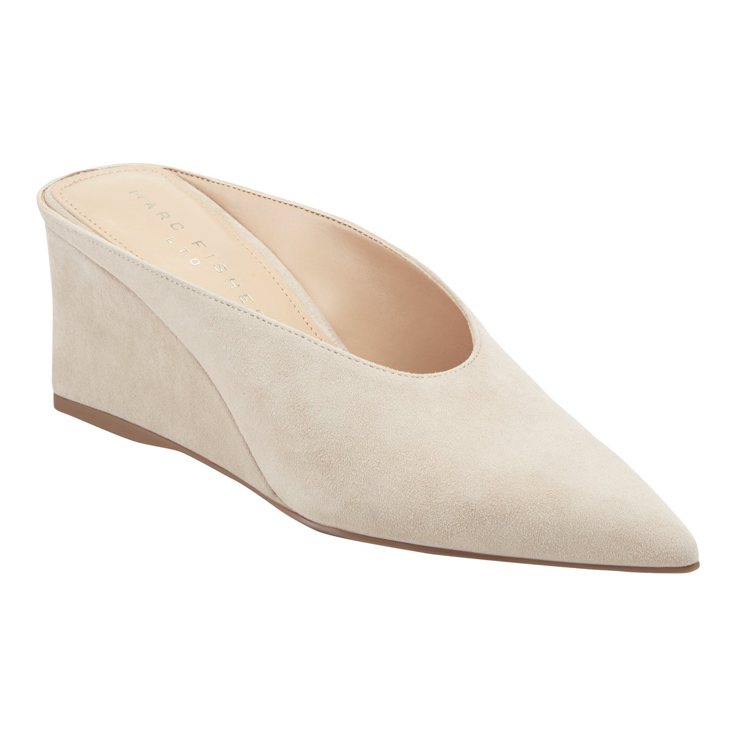 Marc Fisher Malley Leather Wedge Mule - Natural Suede