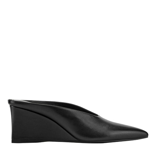 Marc Fisher Malley Leather Wedge Mule - Black Leather