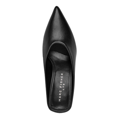 Marc Fisher Malley Leather Wedge Mule - Black Leather