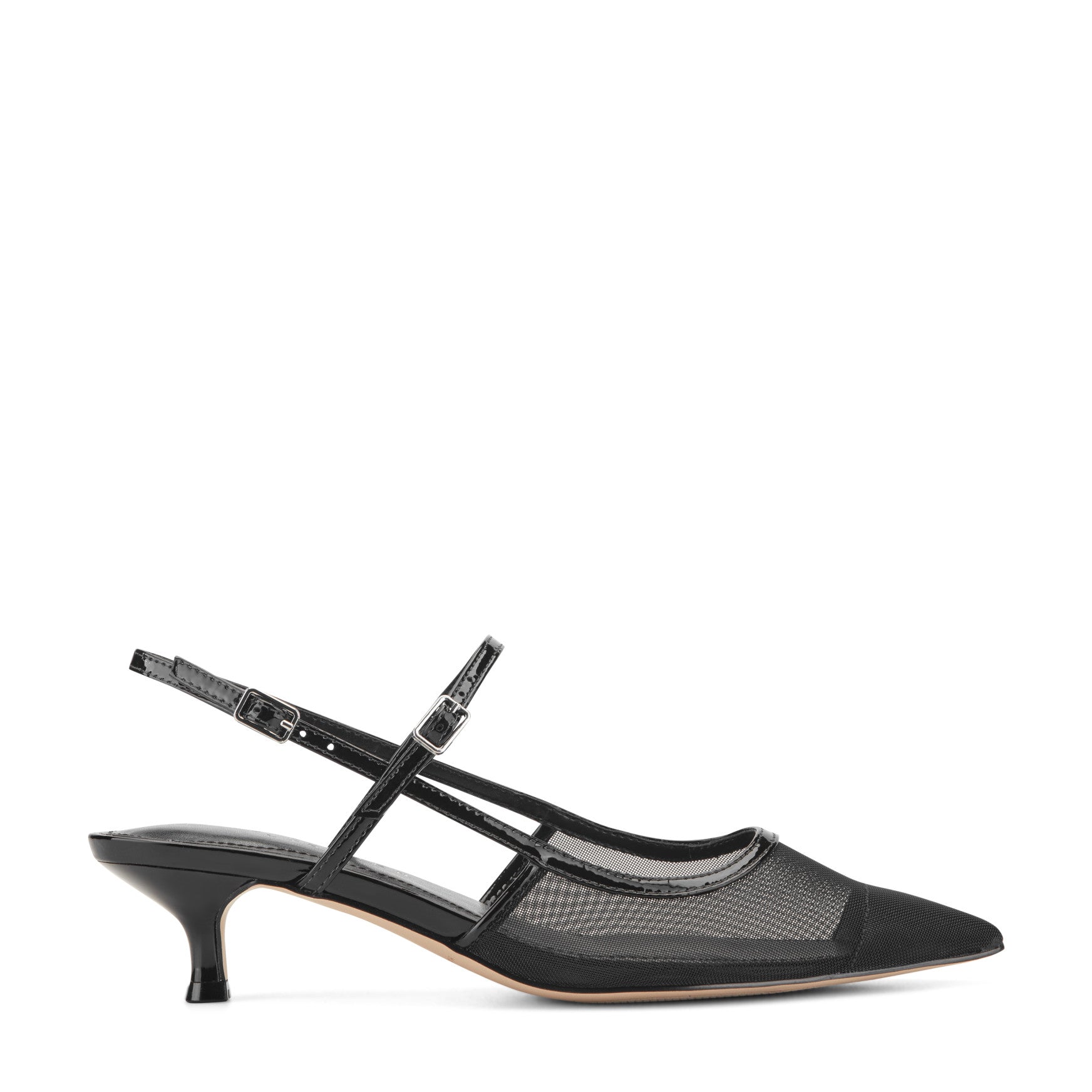Marc Fisher Ceddy Kitten Heel Slingback Pump - Black Mesh