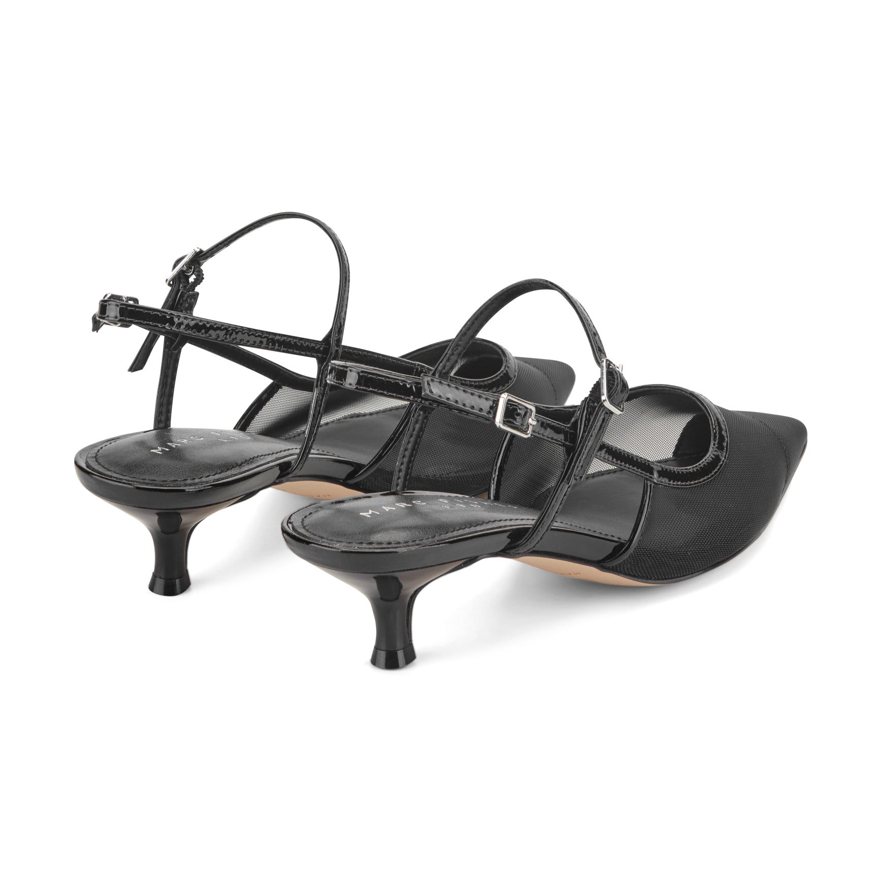 Marc Fisher Ceddy Kitten Heel Slingback Pump - Black Mesh