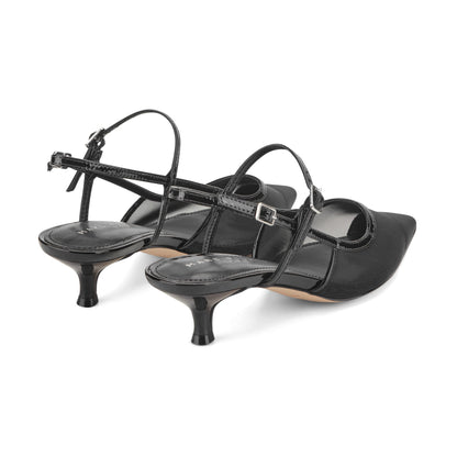 Marc Fisher Ceddy Kitten Heel Slingback Pump - Black Mesh