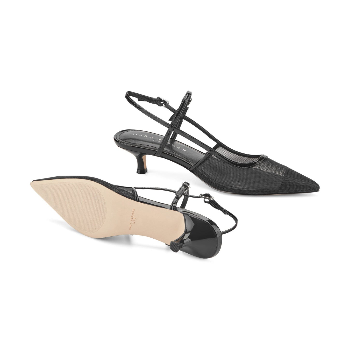Marc Fisher Ceddy Kitten Heel Slingback Pump - Black Mesh