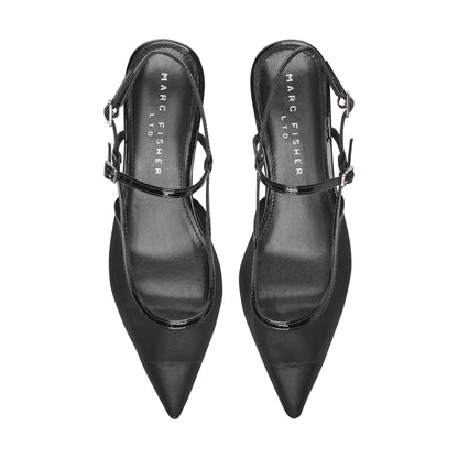 Marc Fisher Ceddy Kitten Heel Slingback Pump - Black Mesh