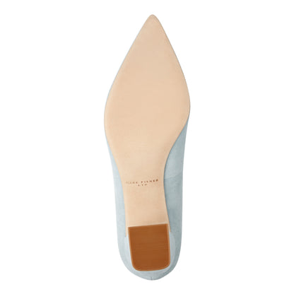 Marc Fisher Zala Block Heel Pointy Toe Pump - Light Blue Suede