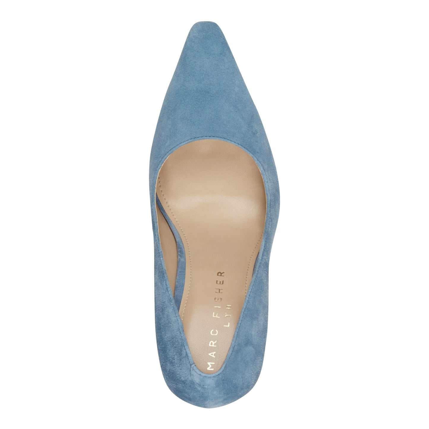 Marc Fisher Minny Leather Block Heel Pump - Blue Suede