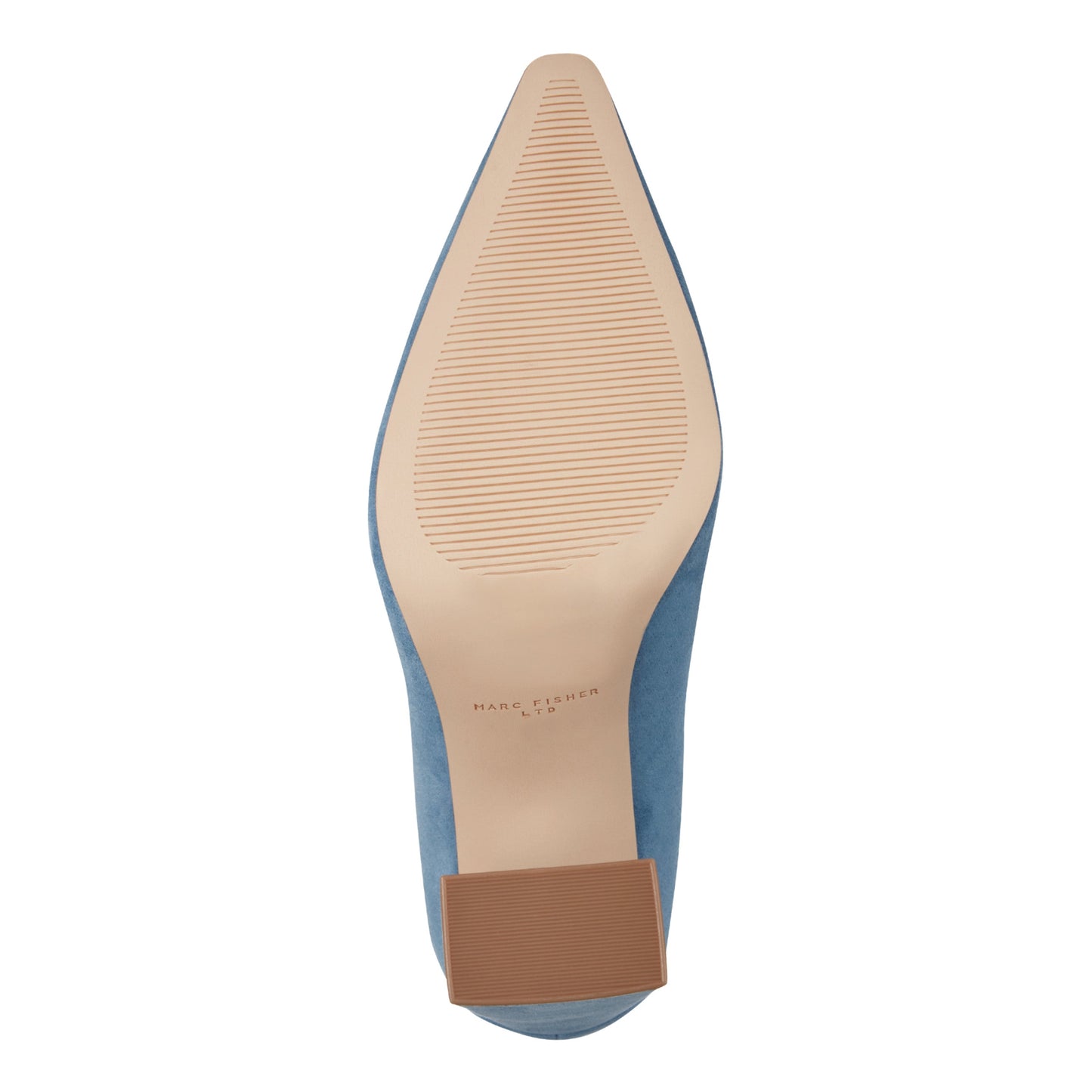 Marc Fisher Minny Leather Block Heel Pump - Blue Suede
