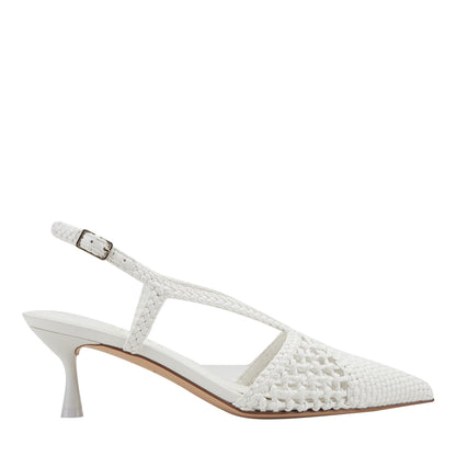 Marc Fisher Reagan Woven Leather Pump - White Leather