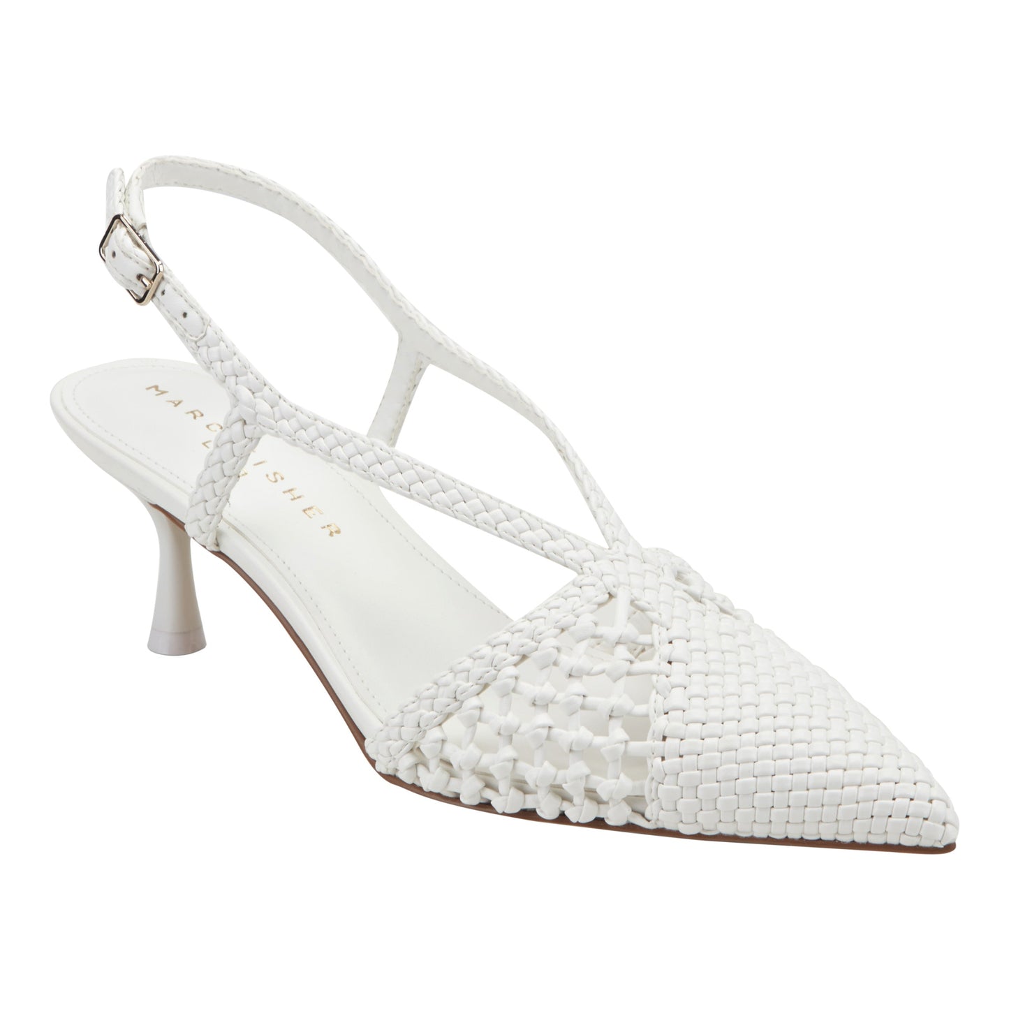 Marc Fisher Reagan Woven Leather Pump - White Leather