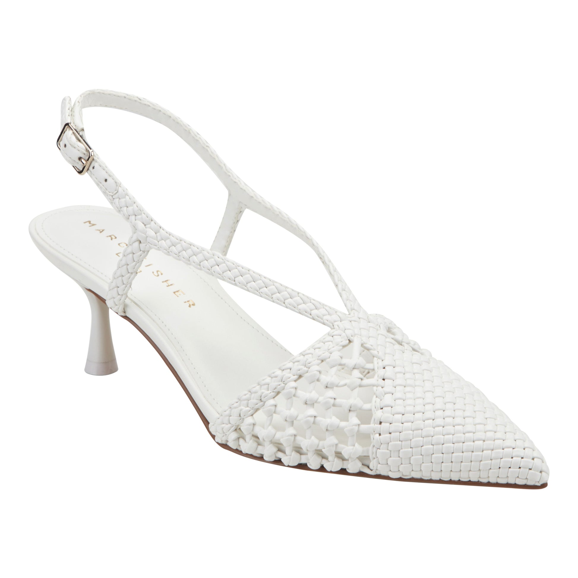 Marc Fisher Reagan Woven Leather Pump - White Leather