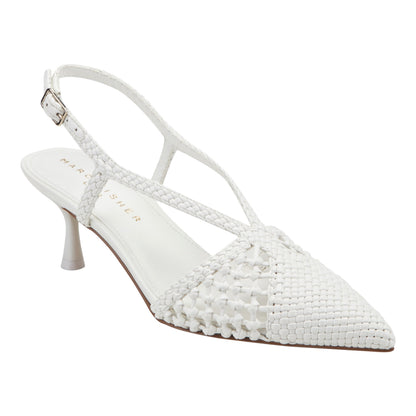 Marc Fisher Reagan Woven Leather Pump - White Leather