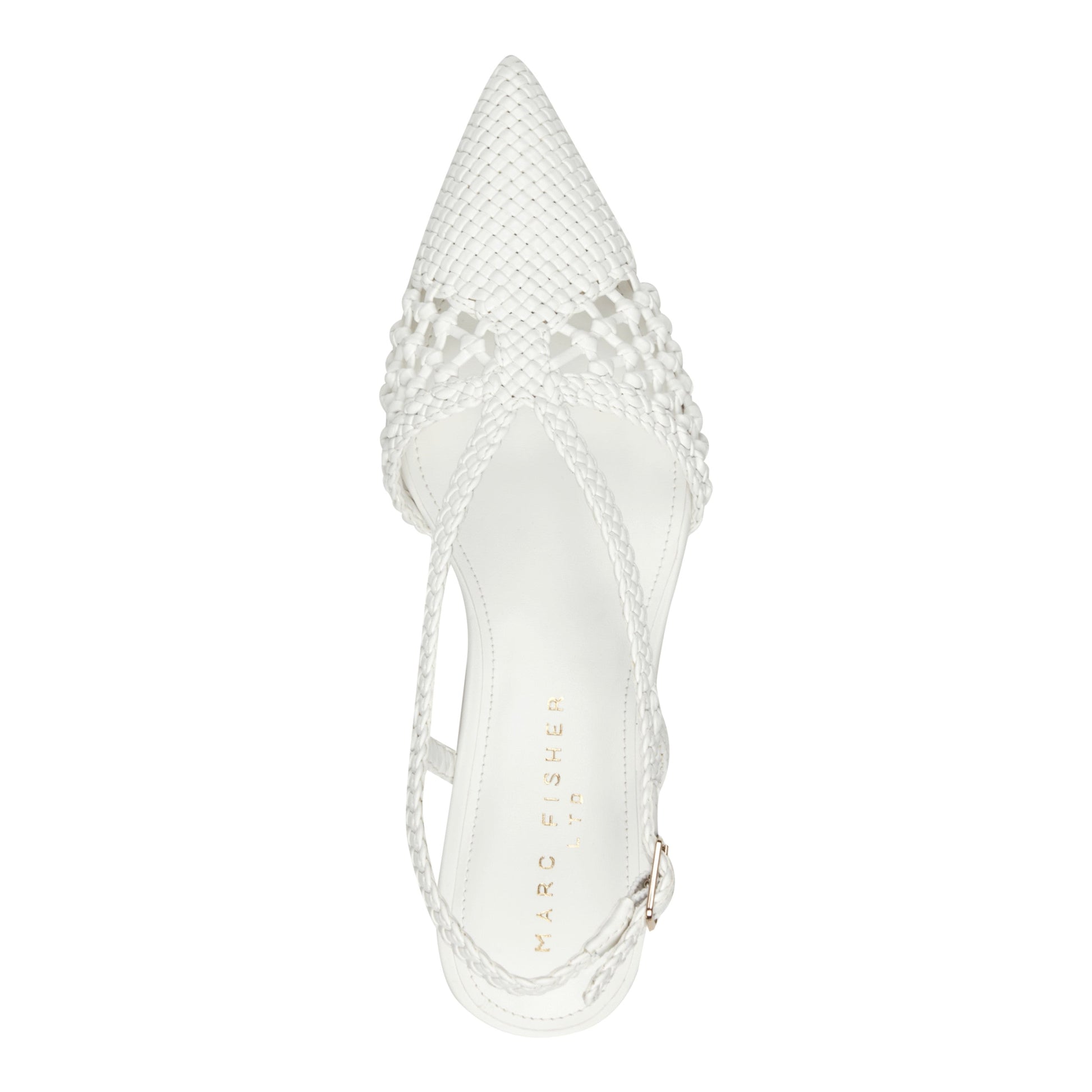 Marc Fisher Reagan Woven Leather Pump - White Leather
