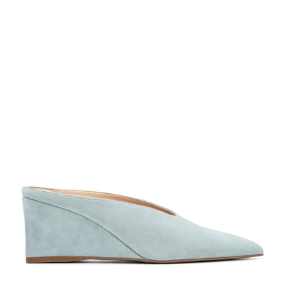 Marc Fisher Malley Leather Wedge Mule - Blue Suede