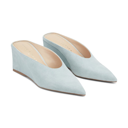 Marc Fisher Malley Leather Wedge Mule - Blue Suede
