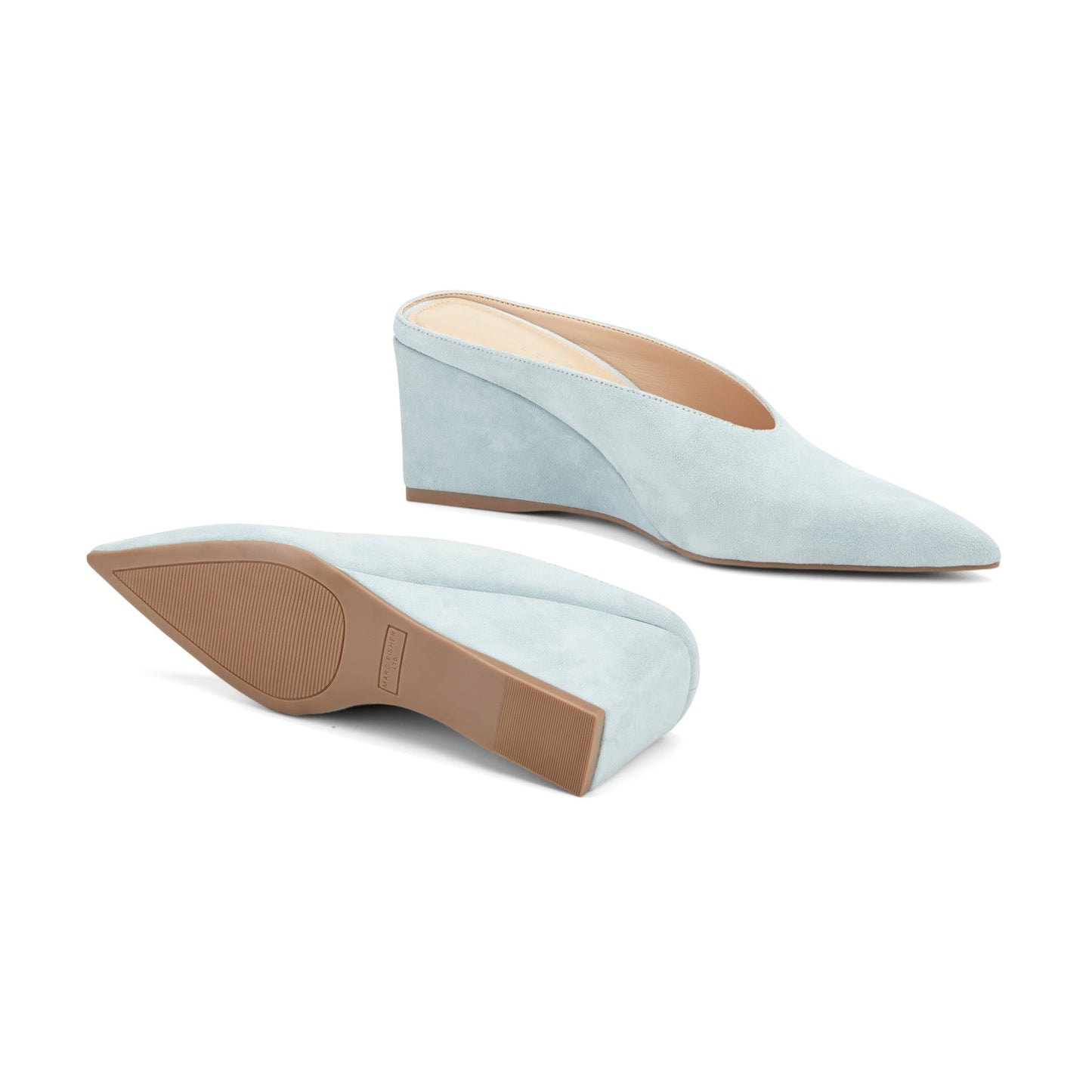 Marc Fisher Malley Leather Wedge Mule - Blue Suede