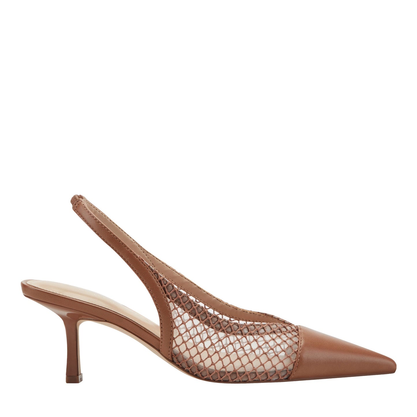 Marc Fisher Gipsi Mesh Slingback Kitten Heel Pump - Light Brown Mesh