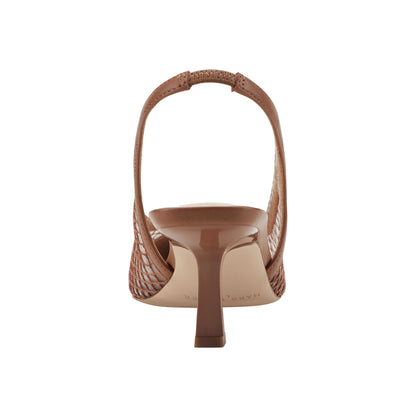 Marc Fisher Gipsi Mesh Slingback Kitten Heel Pump - Light Brown Mesh