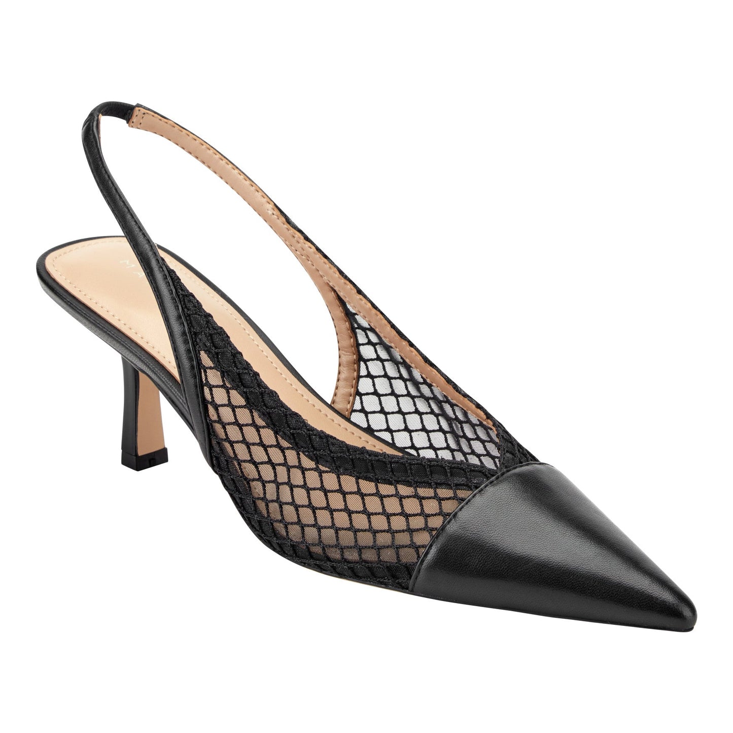 Marc Fisher Gipsi Mesh Slingback Kitten Heel Pump - Black Mesh