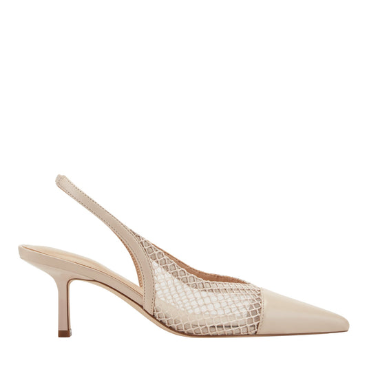 Marc Fisher Gipsi Mesh Slingback Kitten Heel Pump - Light Natural Mesh