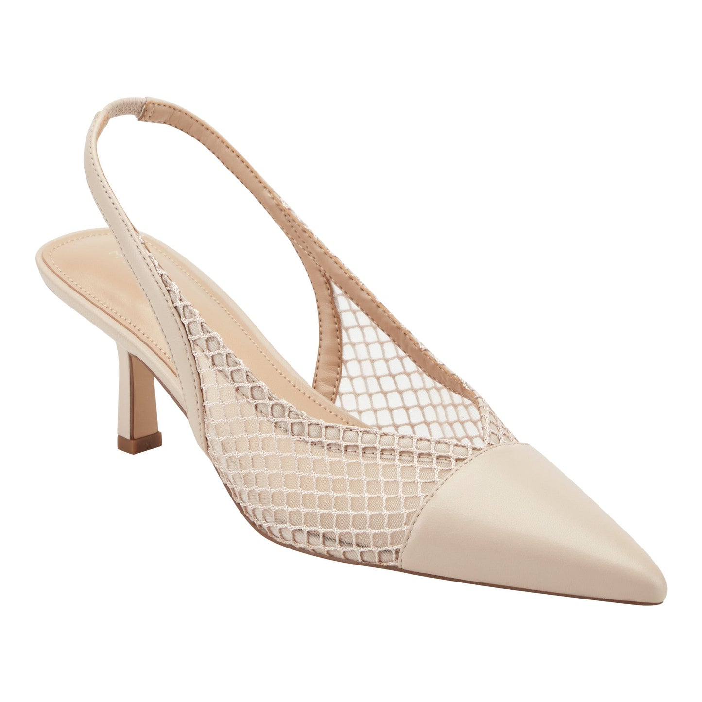 Marc Fisher Gipsi Mesh Slingback Kitten Heel Pump - Light Natural Mesh