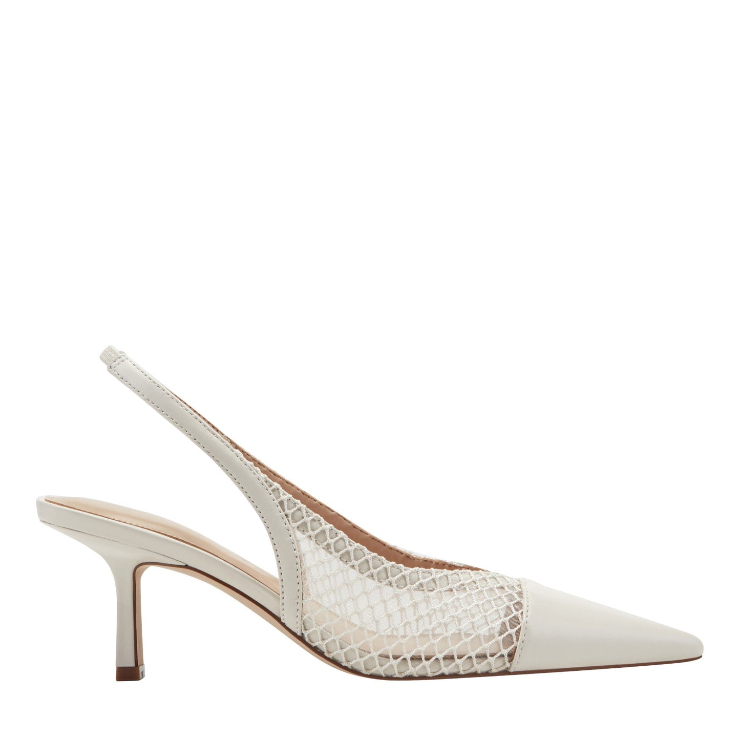 Marc Fisher Gipsi Mesh Slingback Kitten Heel Pump - Ivory Mesh