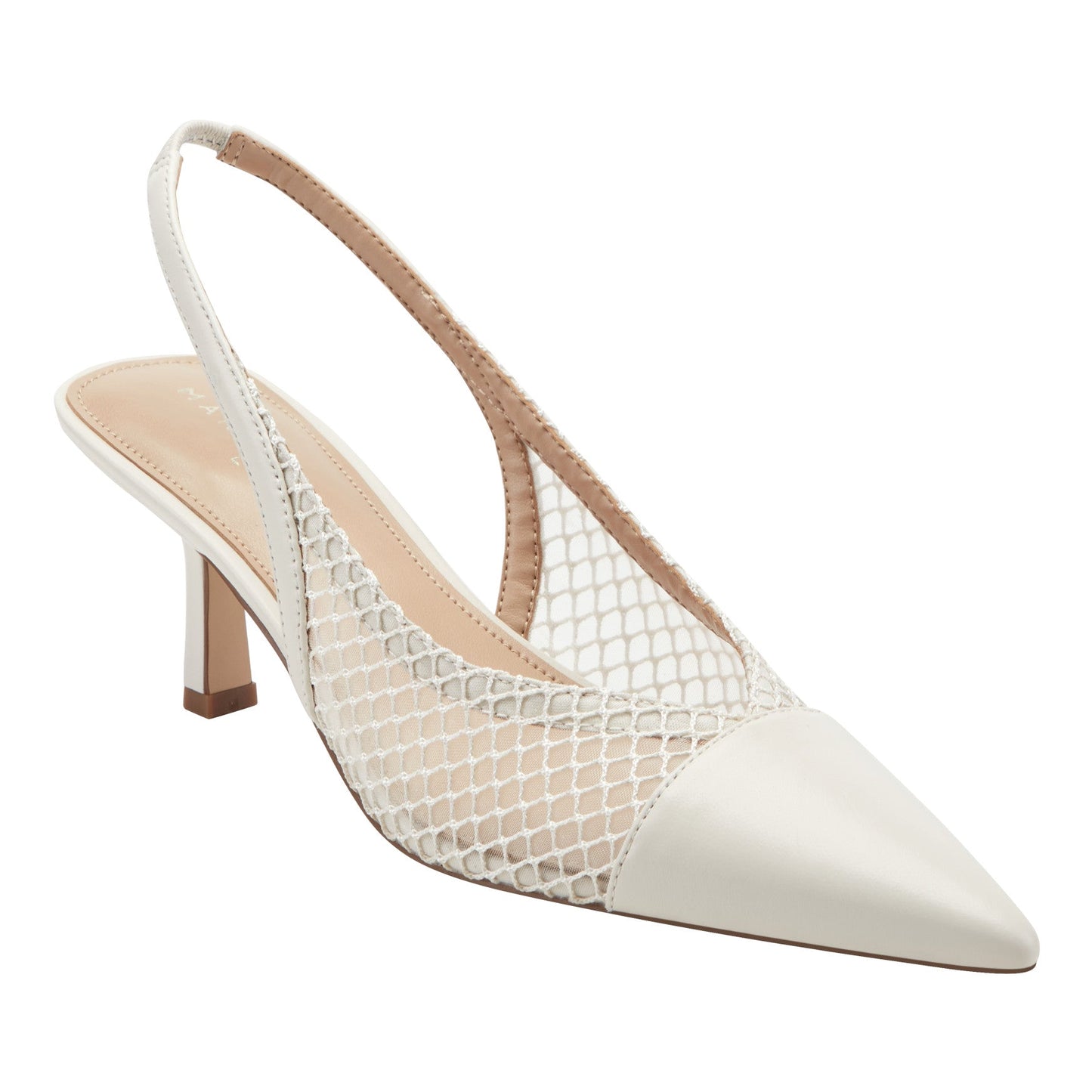 Marc Fisher Gipsi Mesh Slingback Kitten Heel Pump - Ivory Mesh