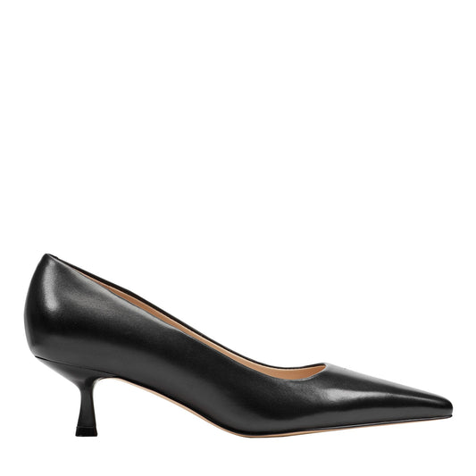 Marc Fisher Calynna Leather Kitten Heel Pump - Black Leather