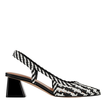 Marc Fisher Latiya Woven Slingback Pump - Black/White