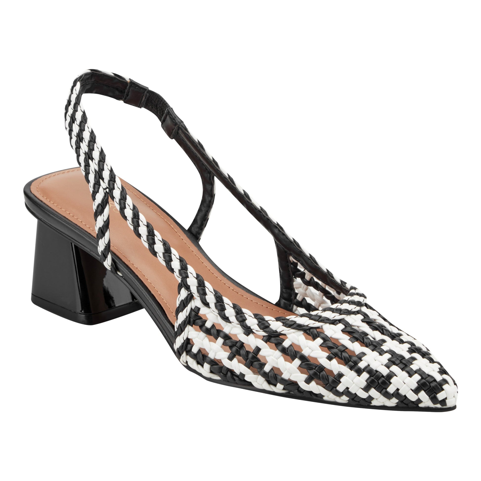 Marc Fisher Latiya Woven Slingback Pump - Black/White